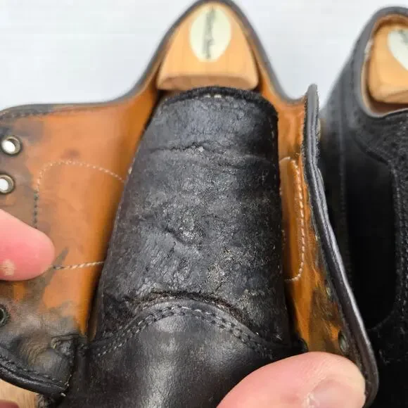 Allen Edmonds Mens 8.5D MacNeil Black Shell Cordovan Wingtip Brogue Oxford Dress